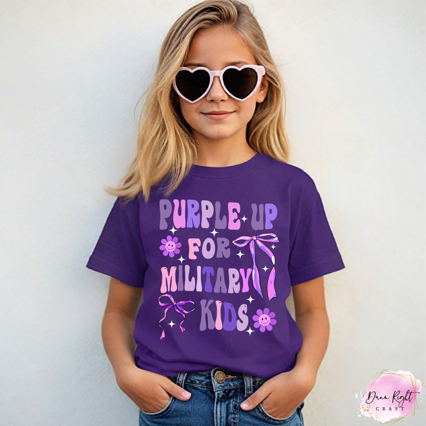 Bows Flower Purple Up For Military Kids - Dunn Right Craft