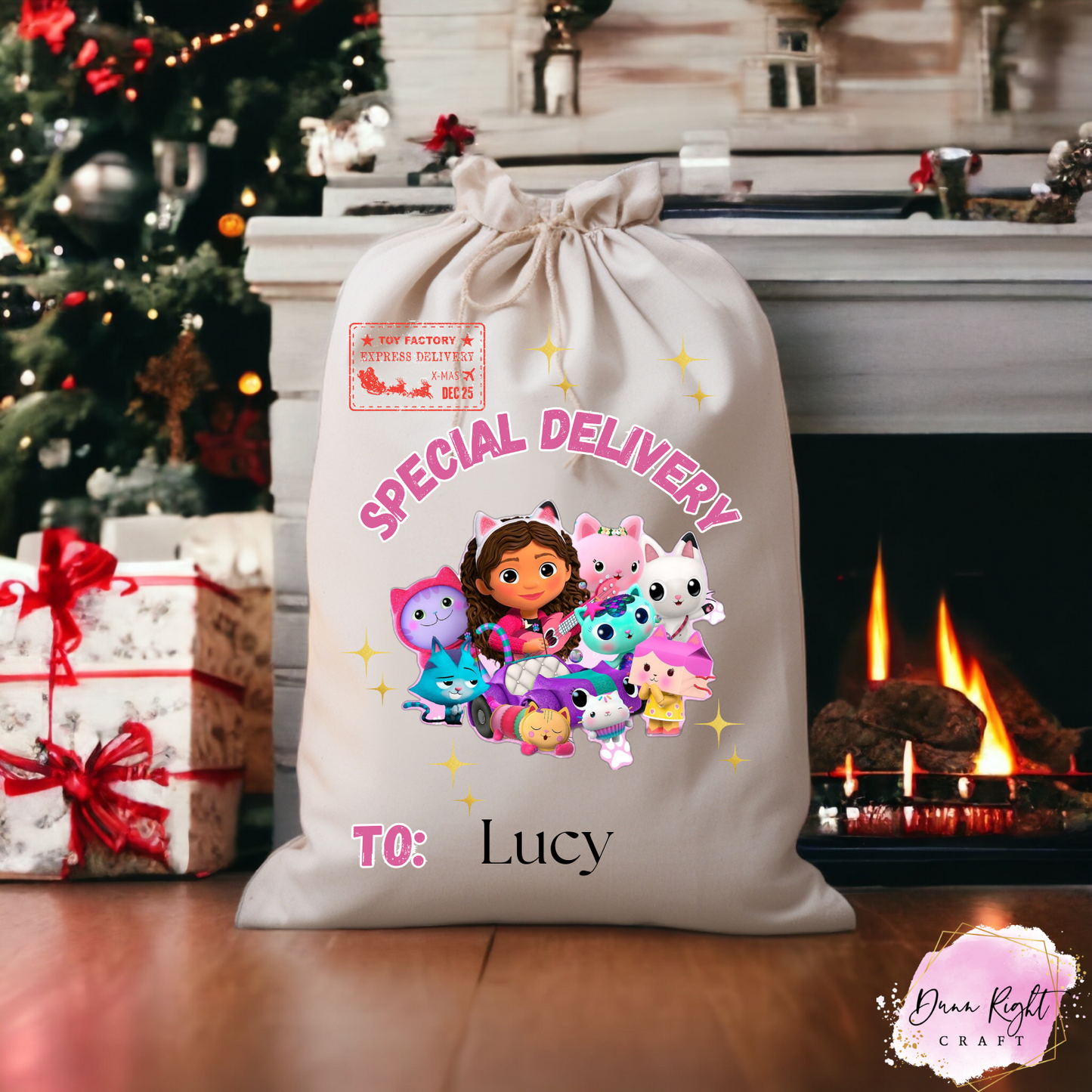 Gabby Dollhouse Personalized Christmas Sack