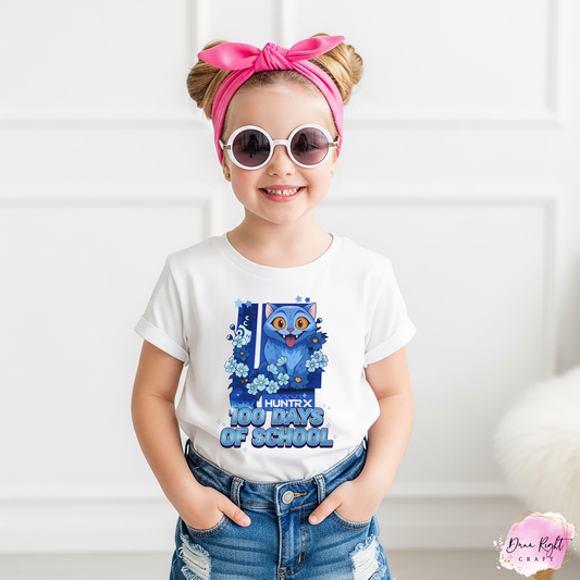 100 Days of School Blue Cat Shirt