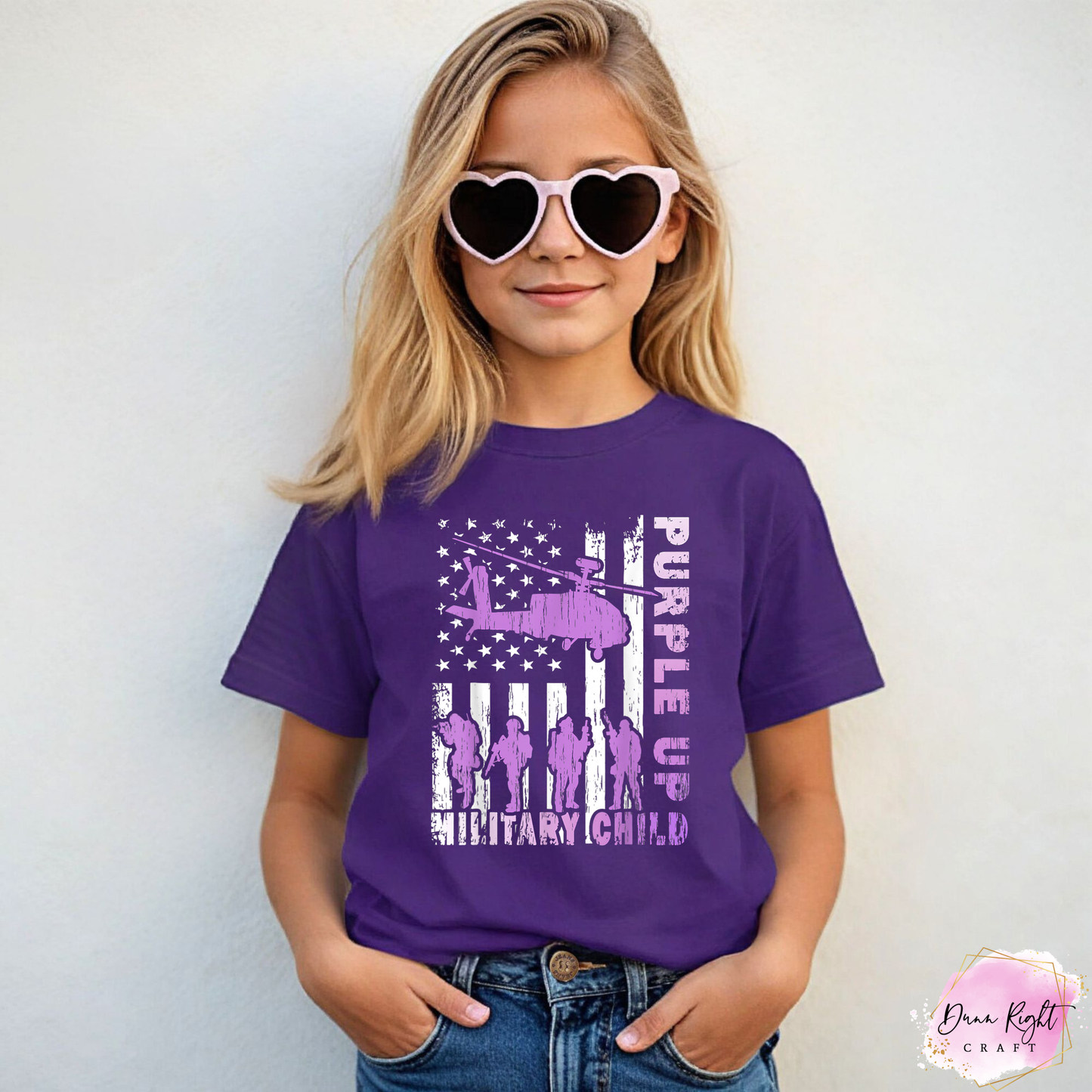 Helicopter Soldiers - Purple Up Military Child Shirt - Dunn Right Craft