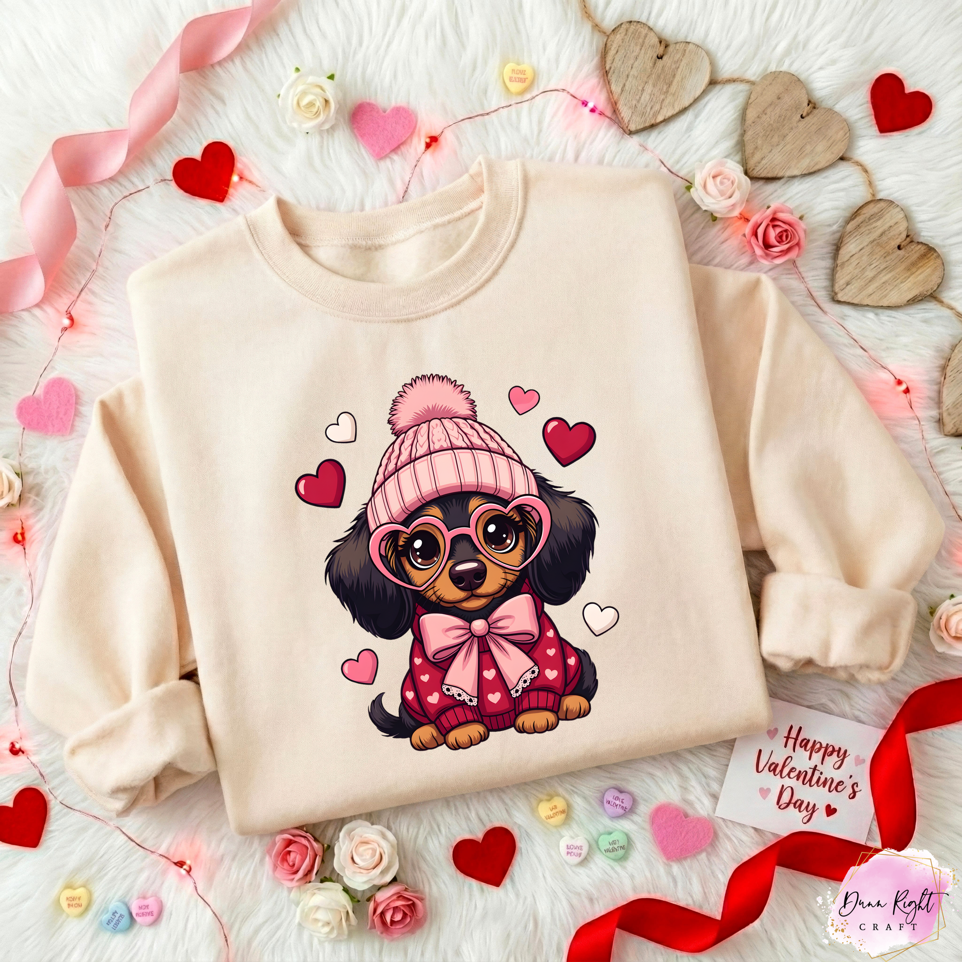 Cute Valentine Puppy Sweatshirt - Dunn Right Craft