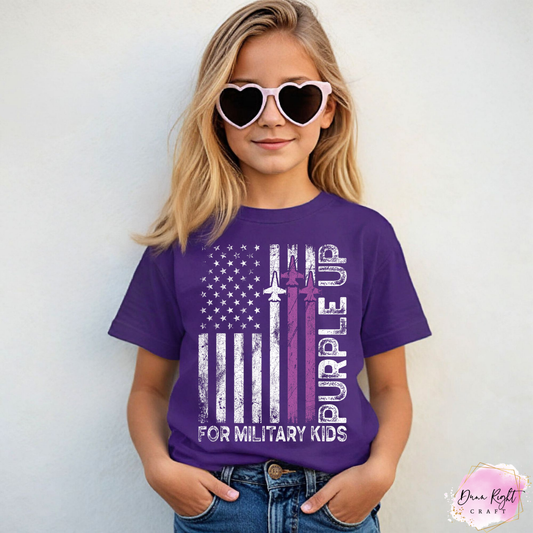 Purple Up For Military Kids Shirt - Flag Jets - Dunn Right Craft