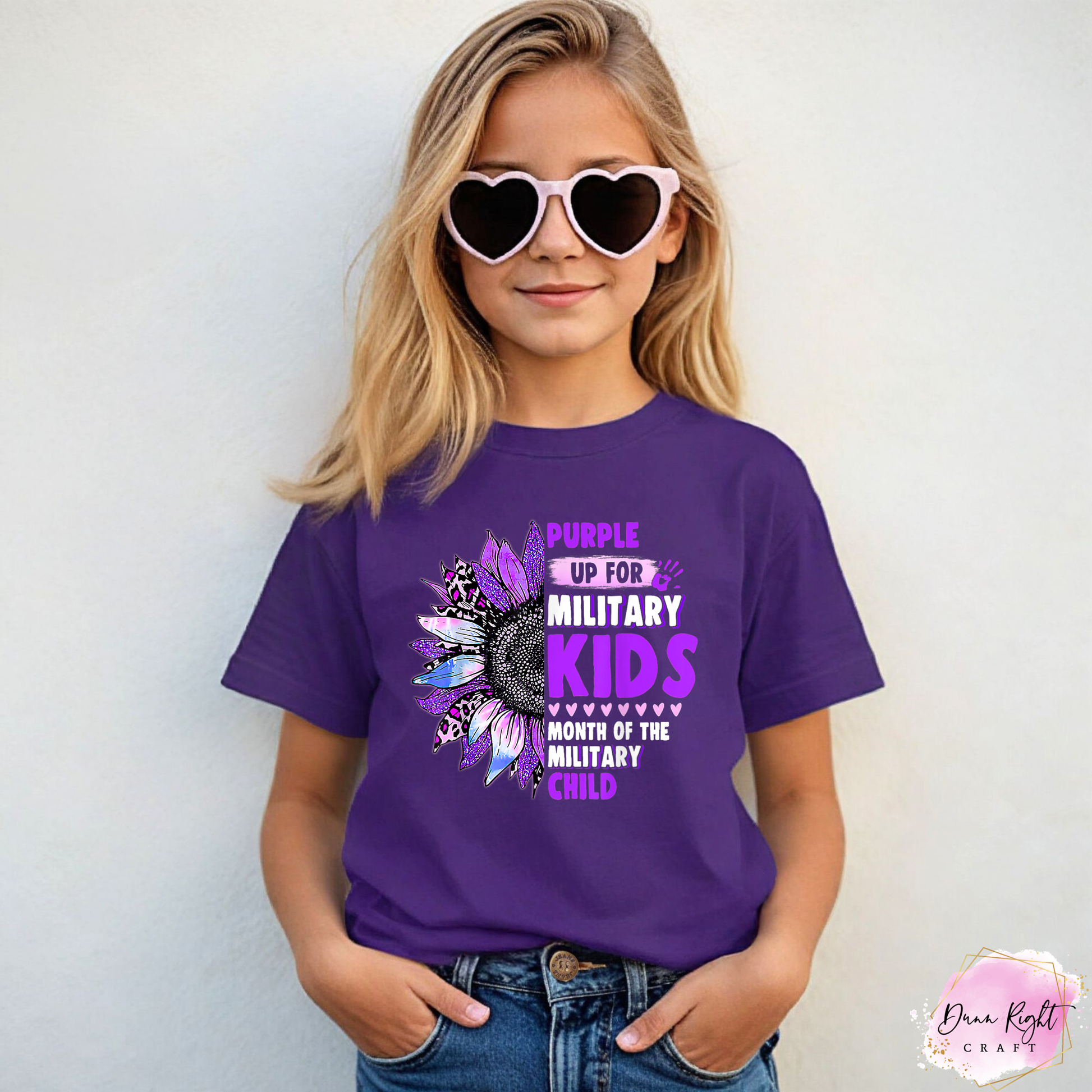 Sunflower Purple Up For Military Kids Shirt - Dunn Right Craft