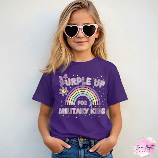 Pastel Rainbow Purple Up For Military Kids Shirt - Dunn Right Craft