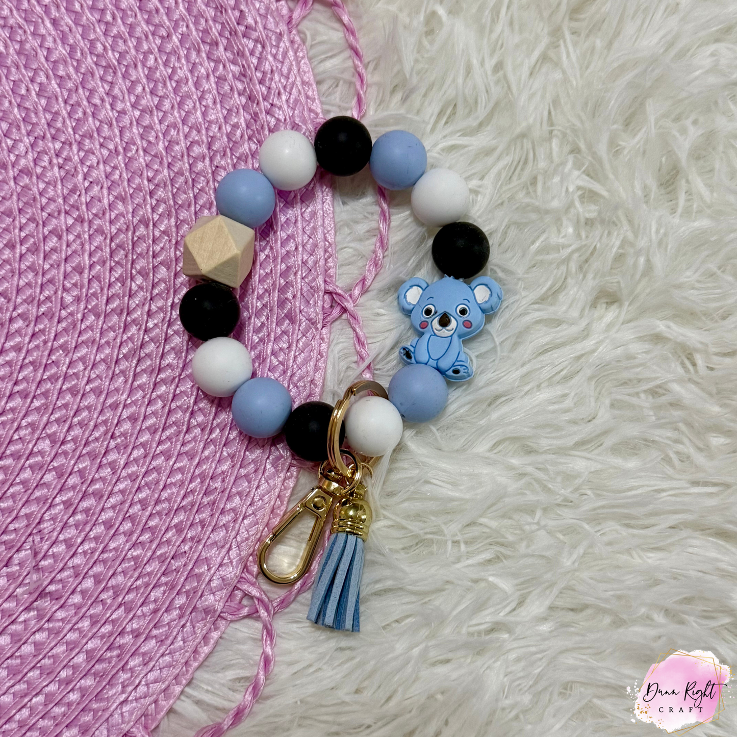 Koala Beaded Keychain Wristlet - Dunn Right Craft