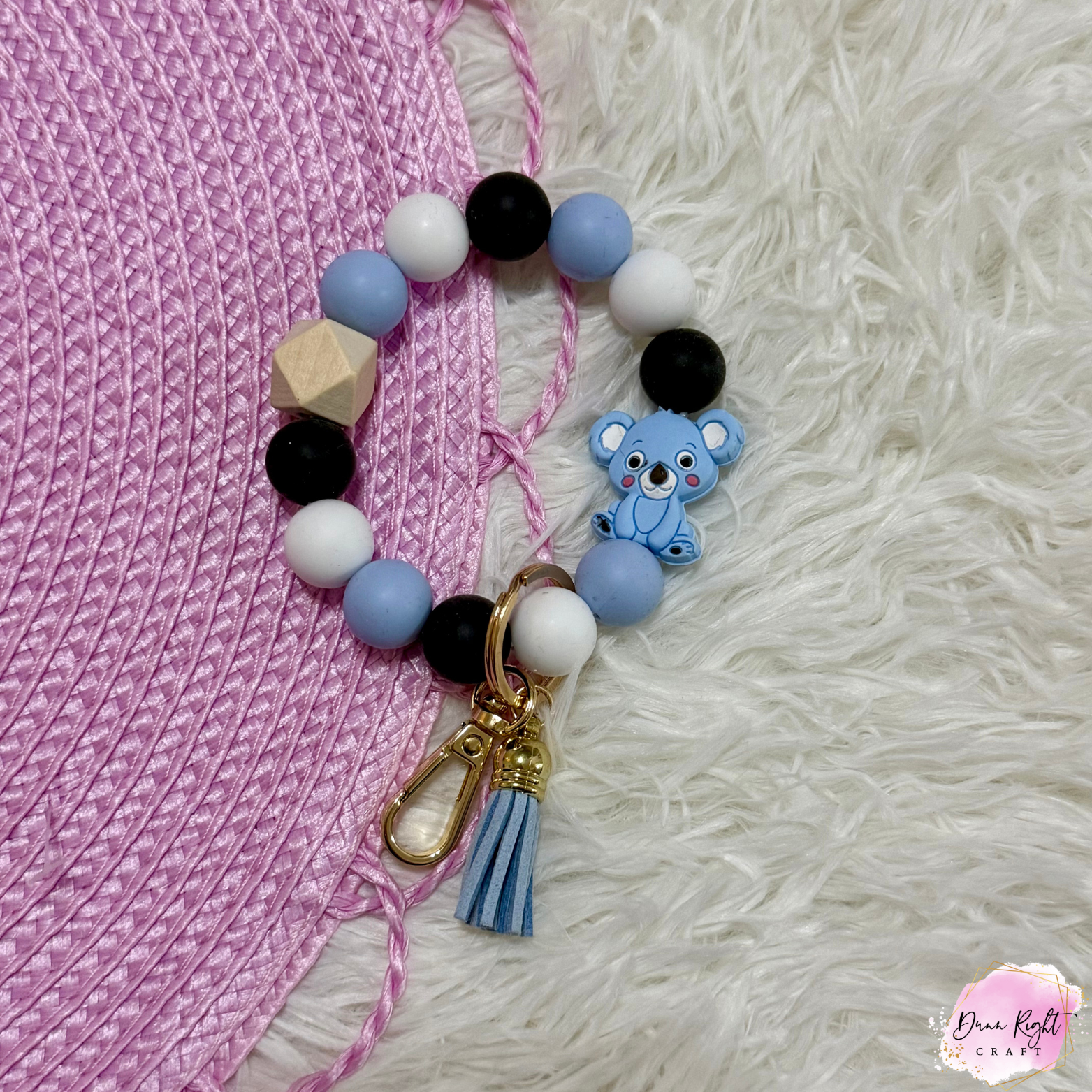 Koala Beaded Keychain Wristlet - Dunn Right Craft