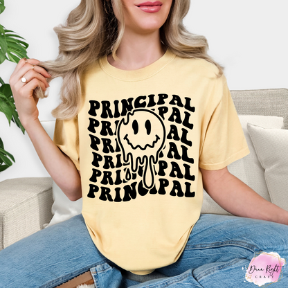 Drippy Smiley Principal Shirt – Back to School Graphic Tee