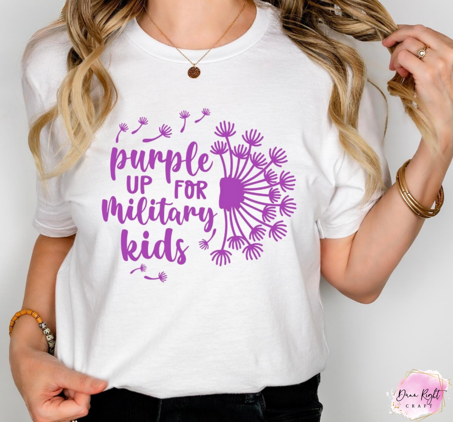 Dandelion Purple Up For Military Kids Shirt - Dunn Right Craft