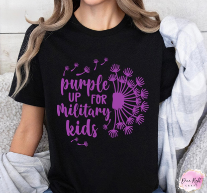 Dandelion Purple Up For Military Kids Shirt - Dunn Right Craft