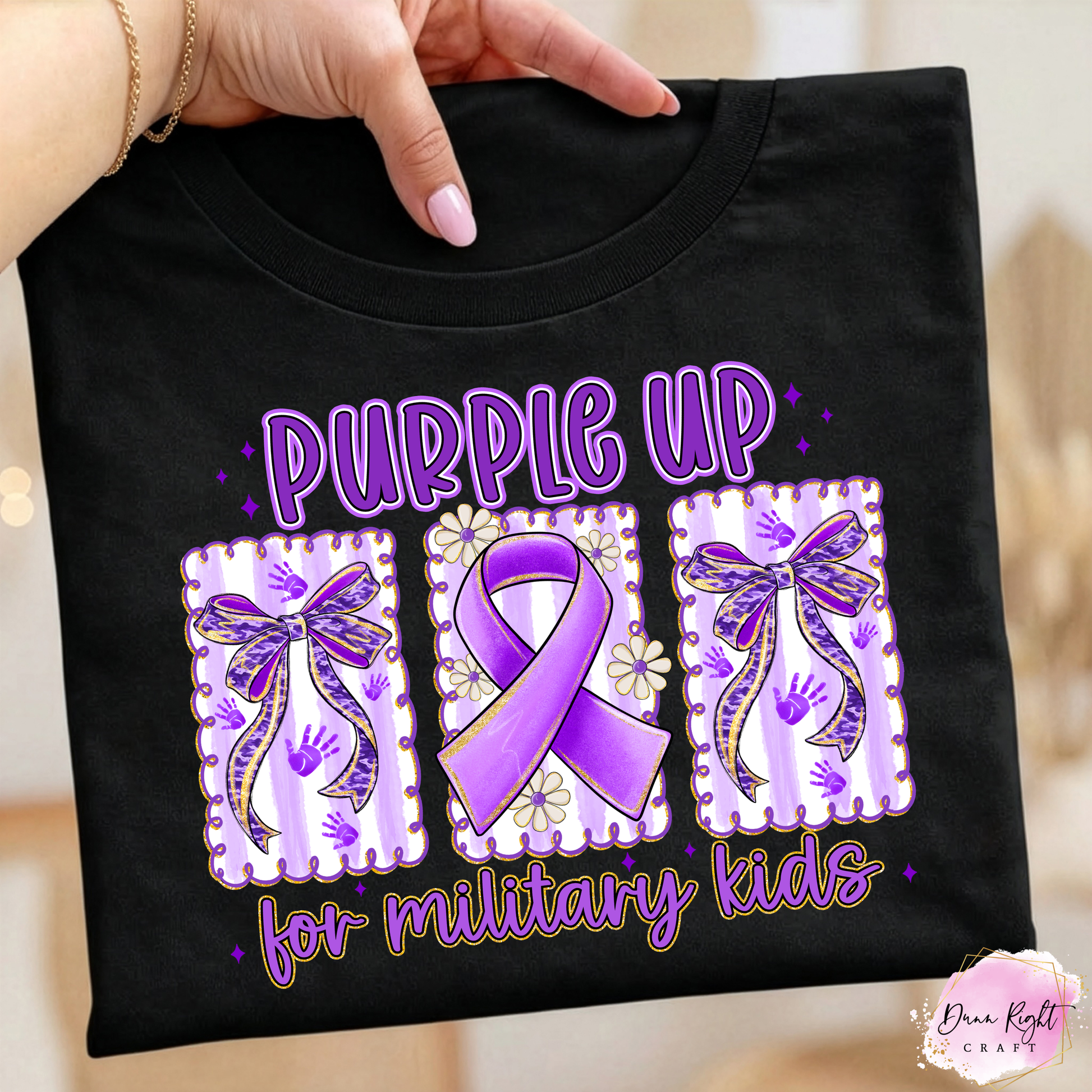 Bows Ribbon Purple Up Shirt - Dunn Right Craft
