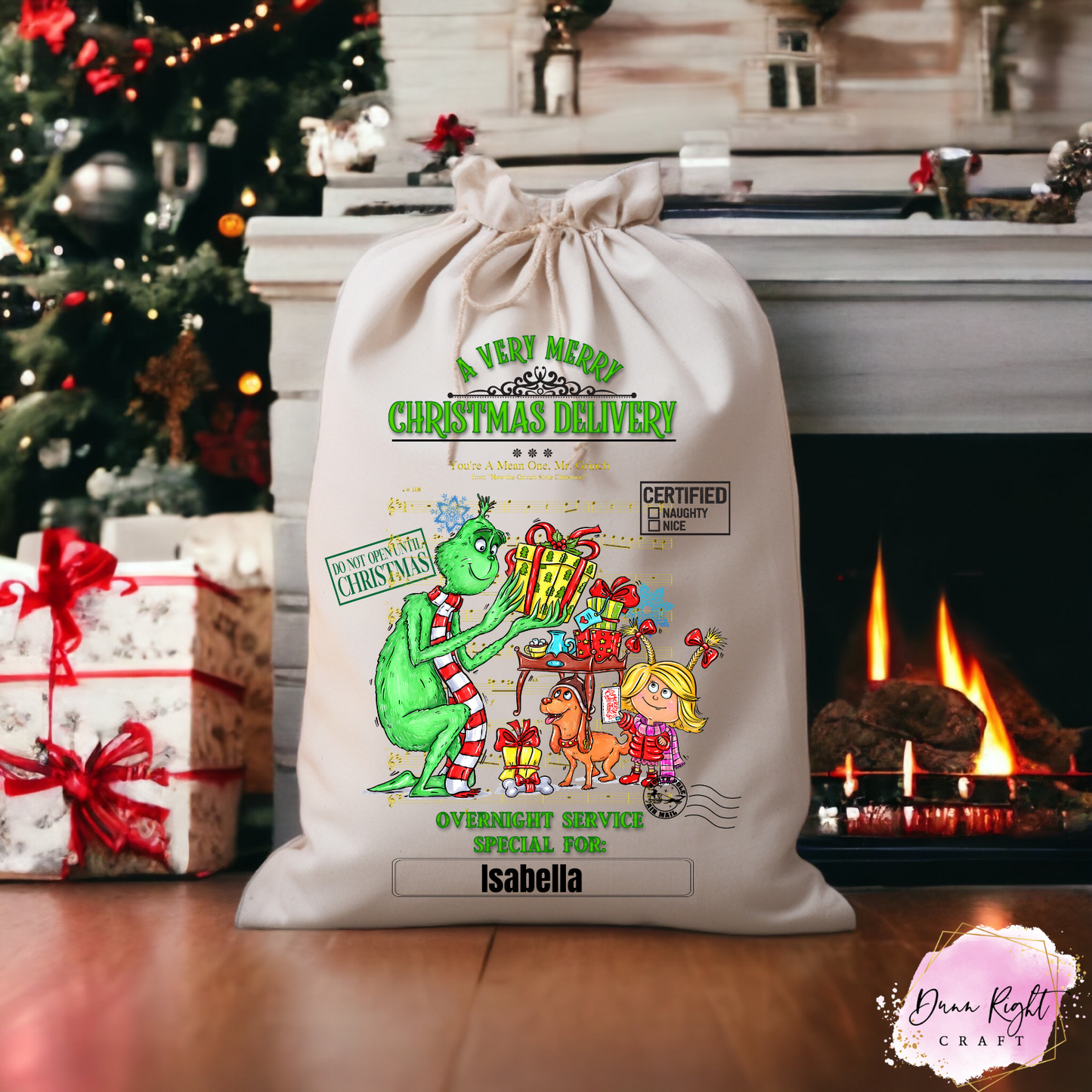 The Grinch Personalized Christmas Sack