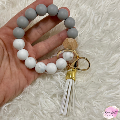 Beaded Silicone Keychain Bracelet with Tassel - Dunn Right Craft