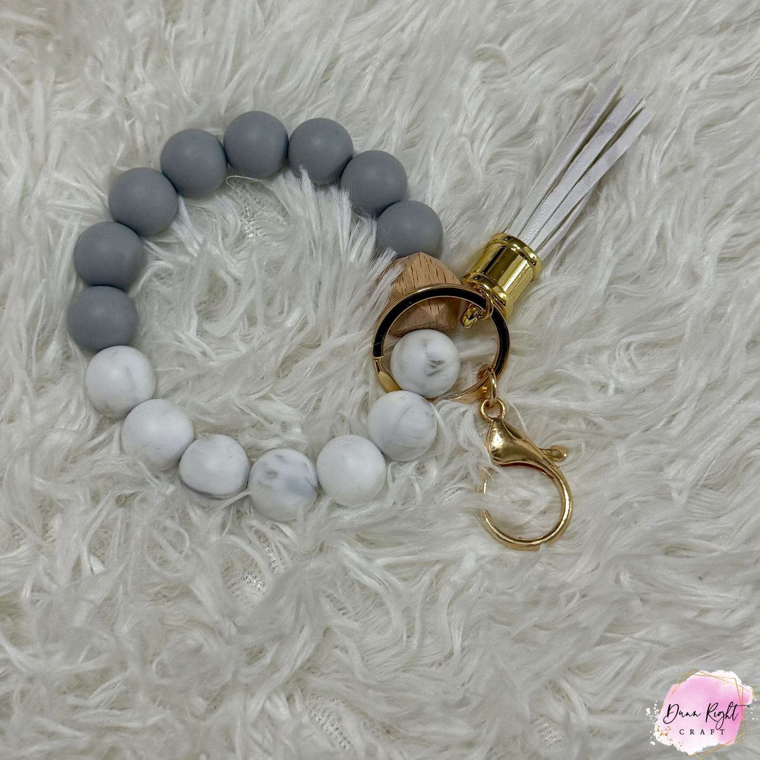 Beaded Silicone Keychain Bracelet with Tassel - Dunn Right Craft