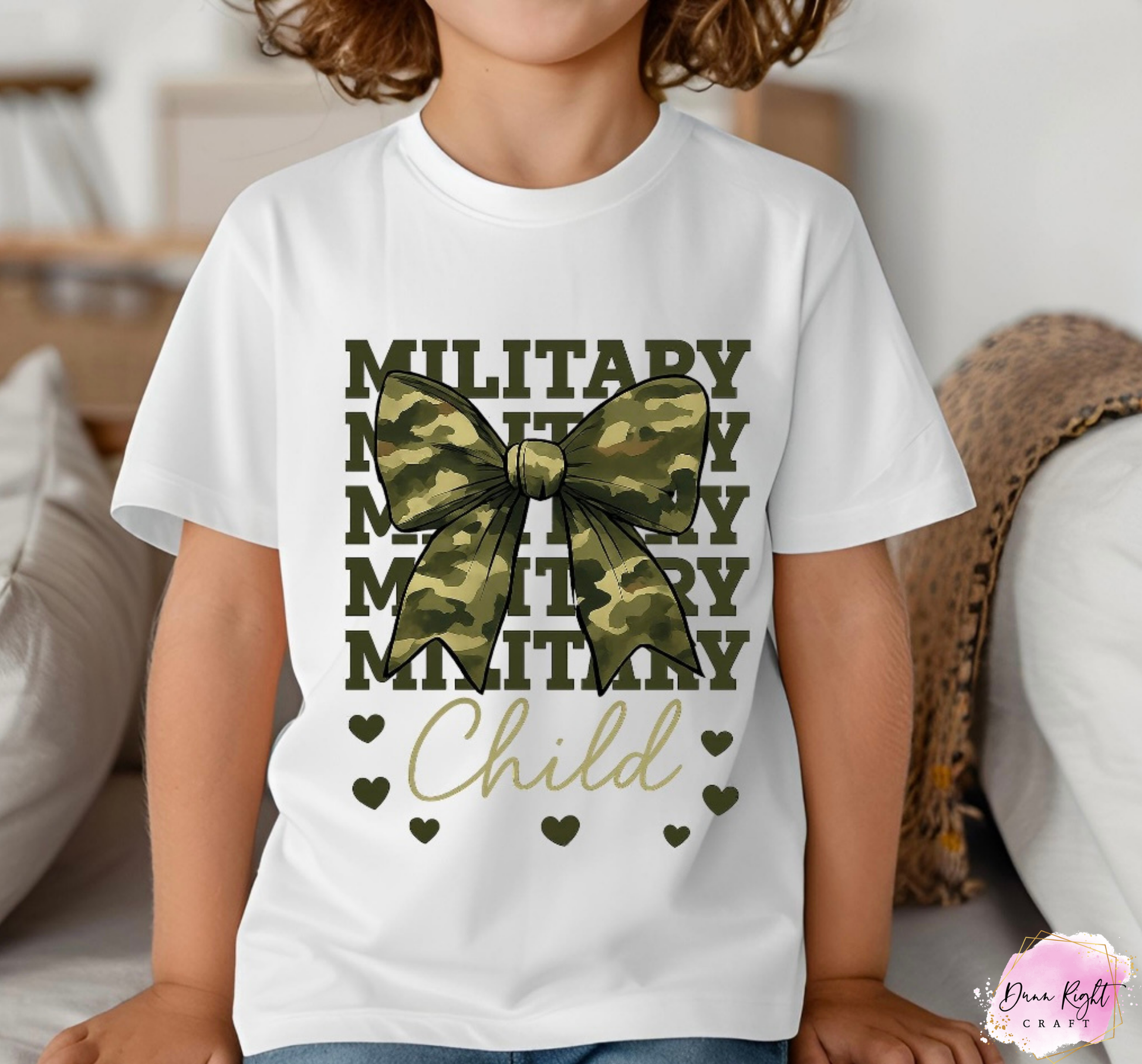 Camouflage Bow Military Child Shirt - Dunn Right Craft