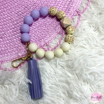 Beaded Silicone Keychain Bracelet with Tassel - Dunn Right Craft