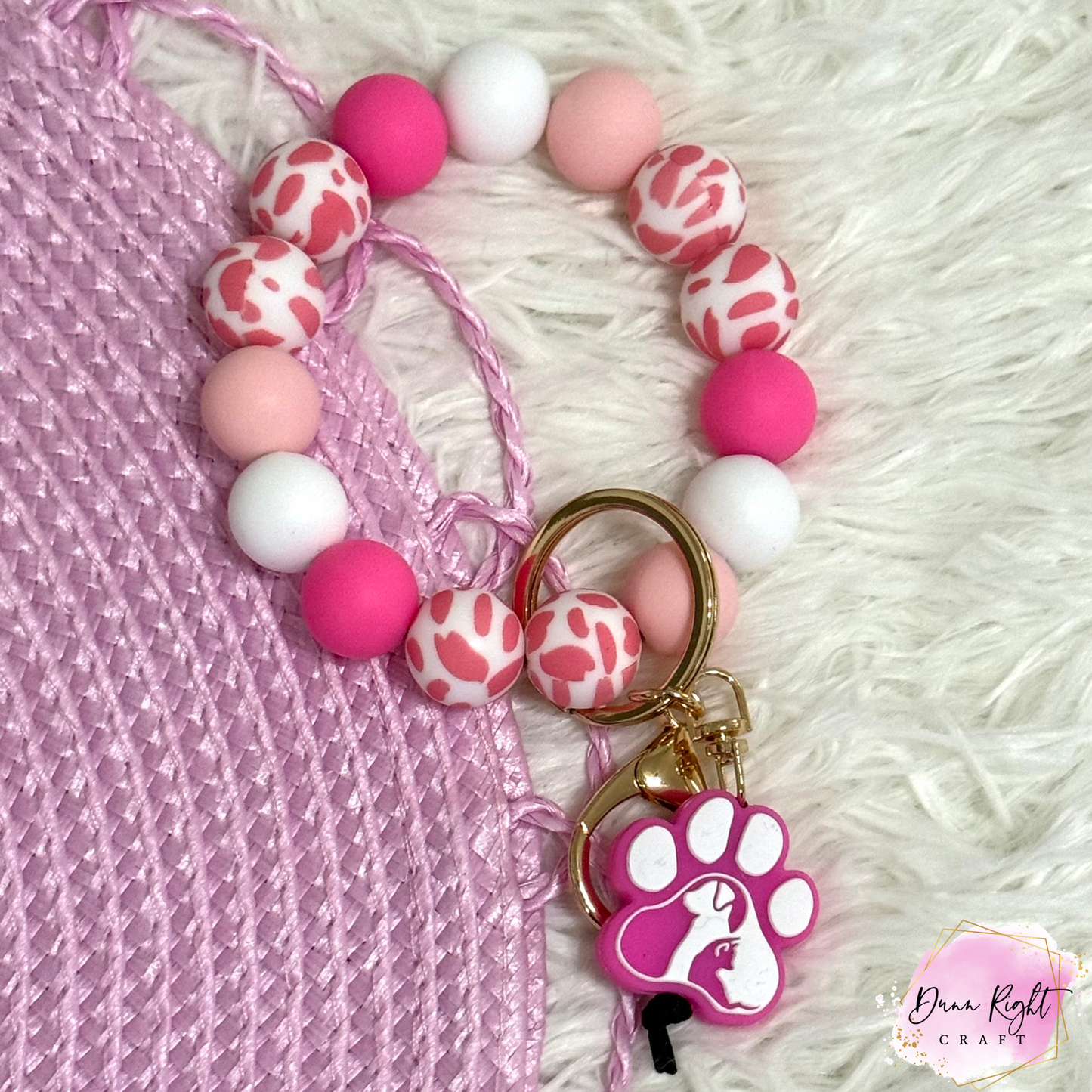 Paw Beaded Keychain Wristlet - Dunn Right Craft