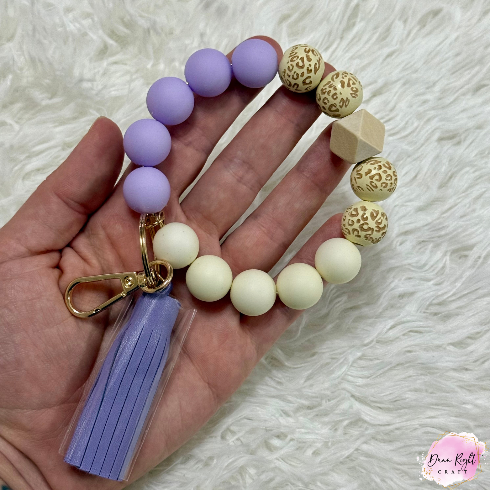 Beaded Silicone Keychain Bracelet with Tassel - Dunn Right Craft