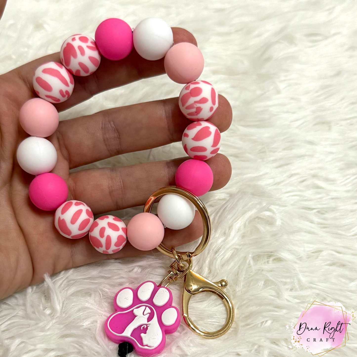 Paw Beaded Keychain Wristlet - Dunn Right Craft