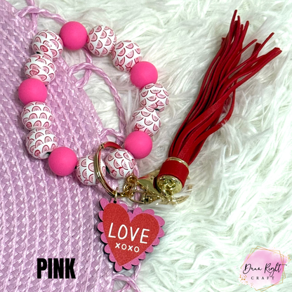 LOVE Valentine's Beaded Keychain Wristlet - Dunn Right Craft