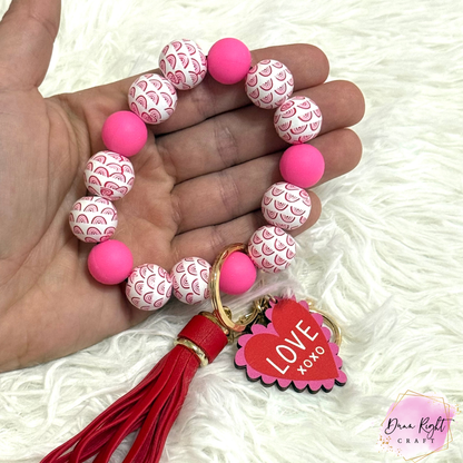 LOVE Valentine's Beaded Keychain Wristlet - Dunn Right Craft