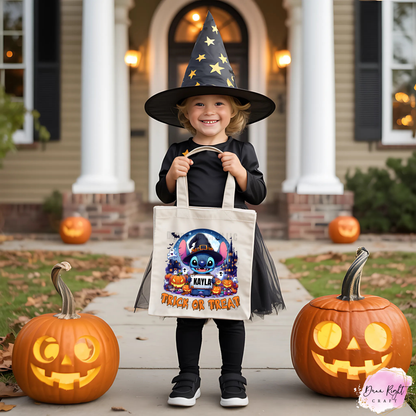 Stitch Trick or Treat Tote Bag With Name