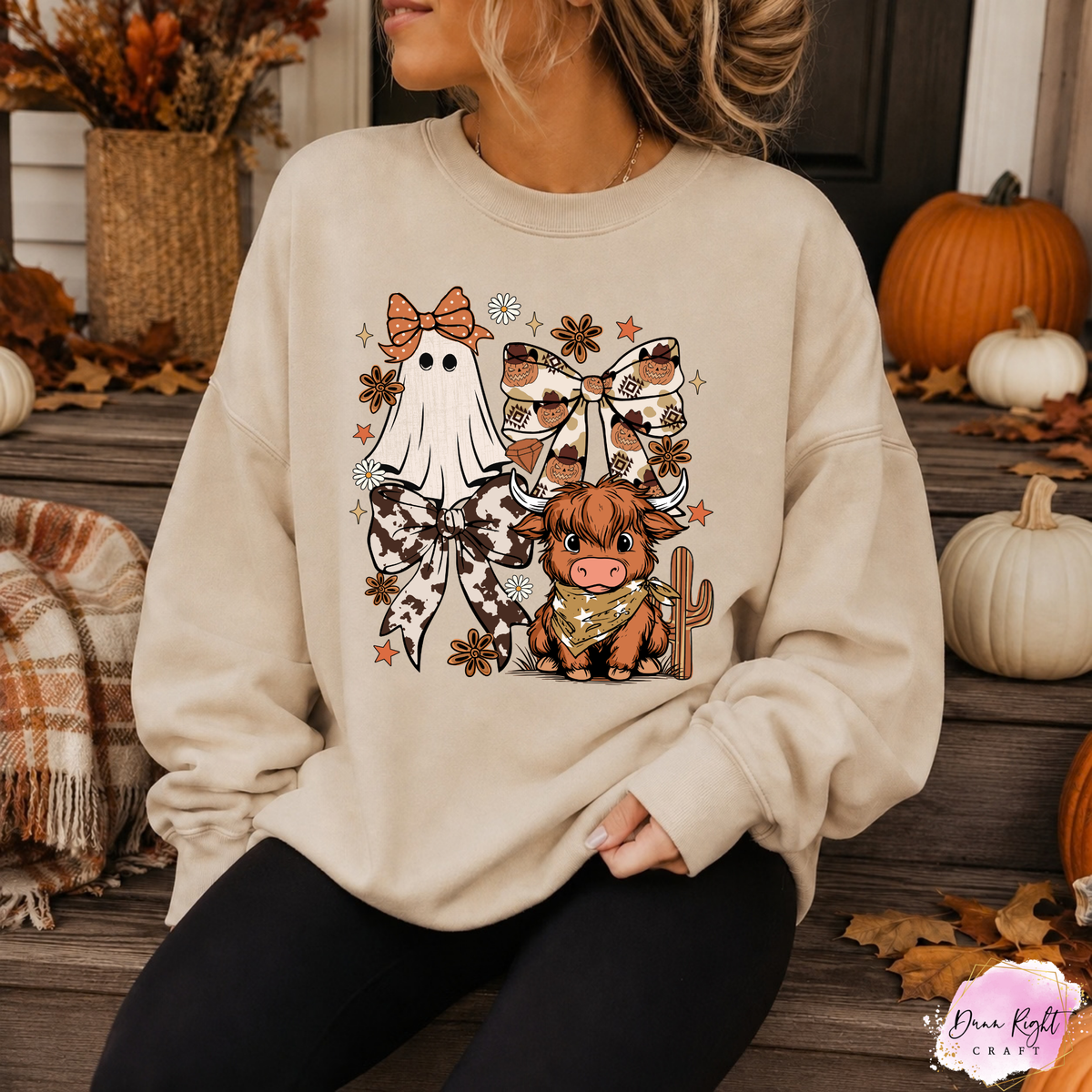Highland Cow & Cute Ghost With Bows - Dunn Right Craft
