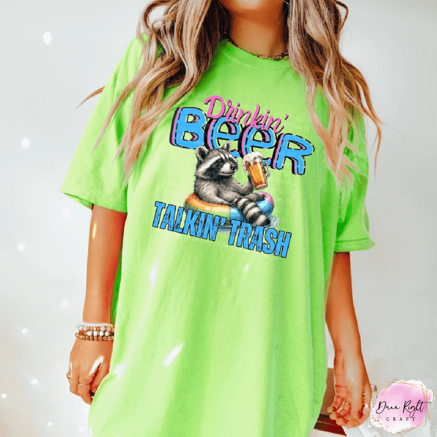 Drinkin’ Beer Talkin’ Trash Shirt | Funny Neon Graphic Tee with Raccoon
