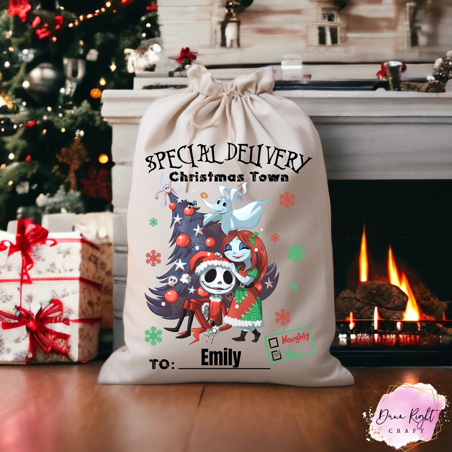 Jack & Sally Personalized Christmas Sack