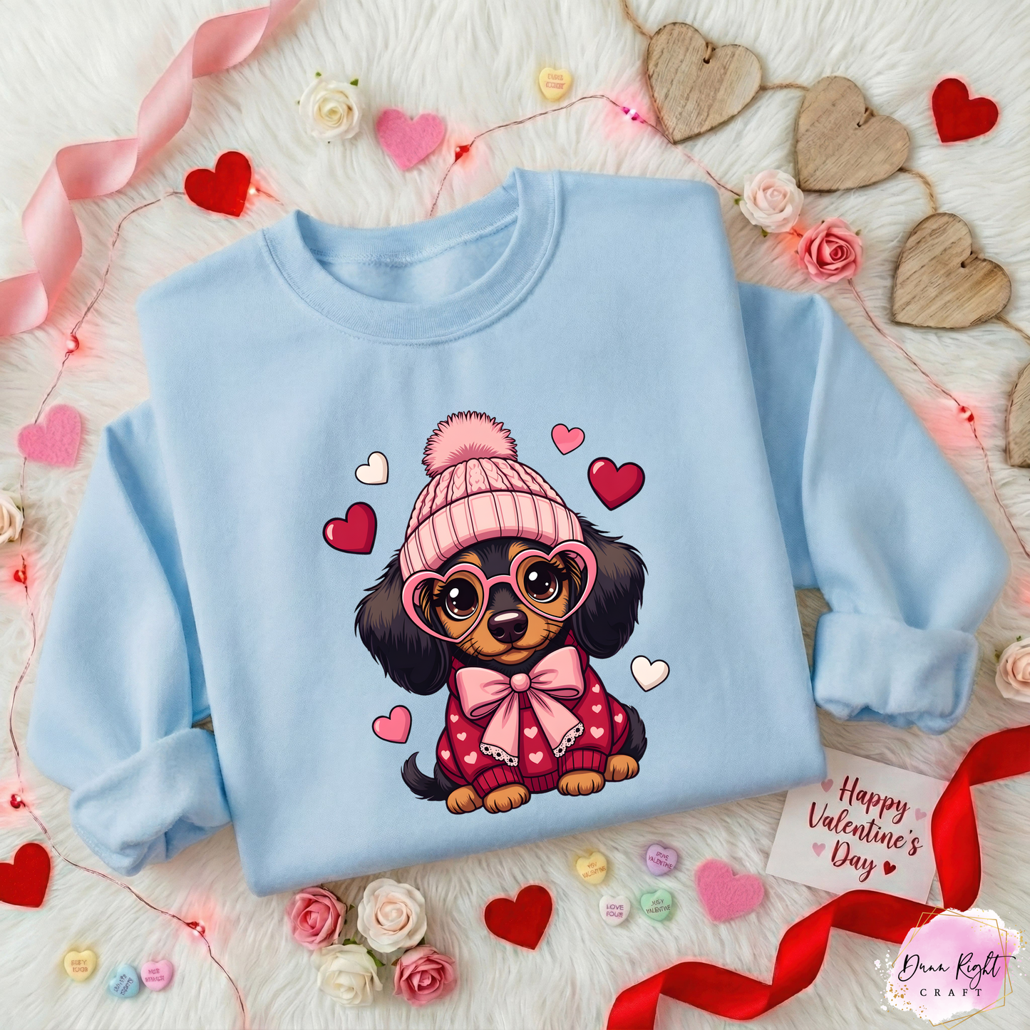 Cute Valentine Puppy Sweatshirt - Dunn Right Craft