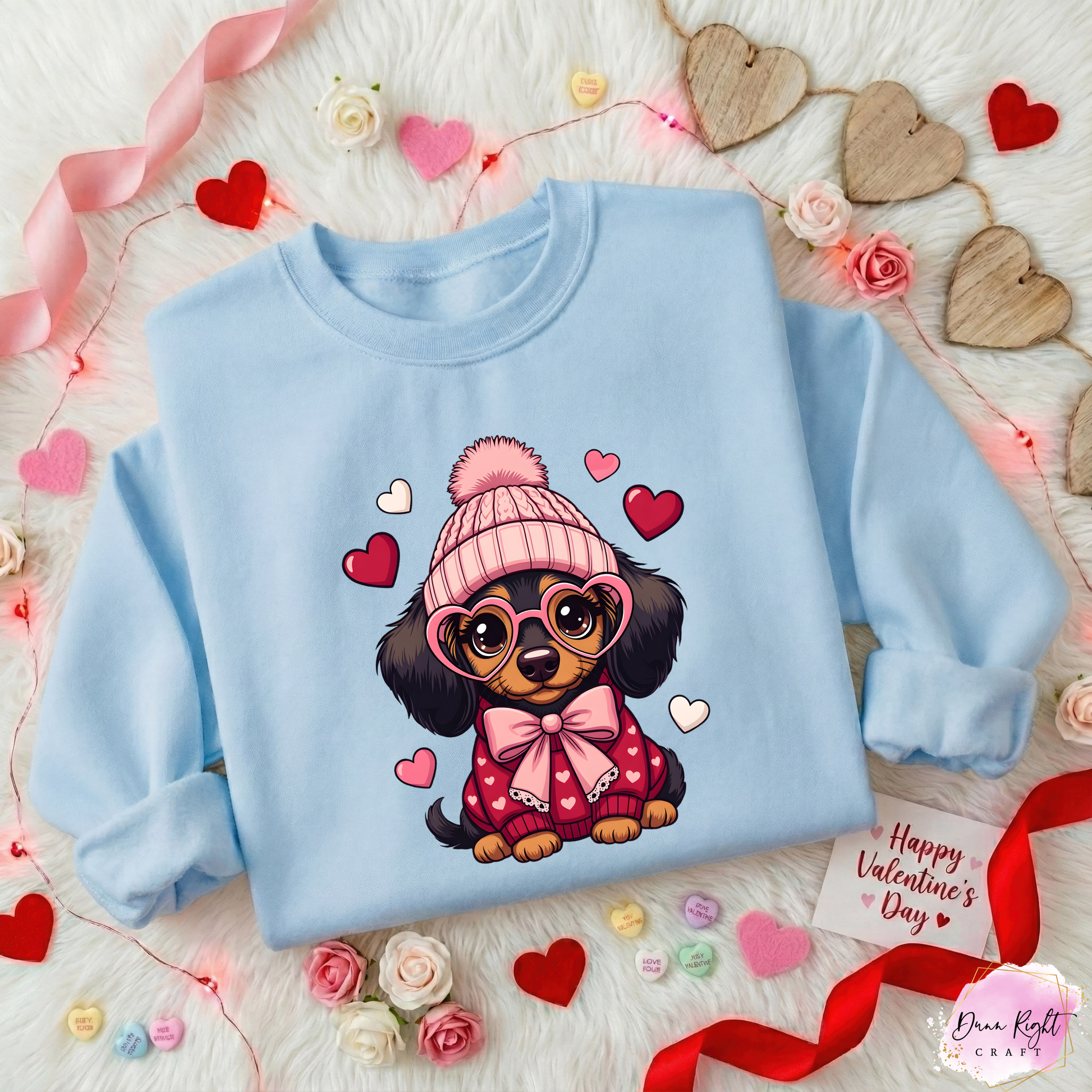 Cute Valentine Puppy Sweatshirt - Dunn Right Craft