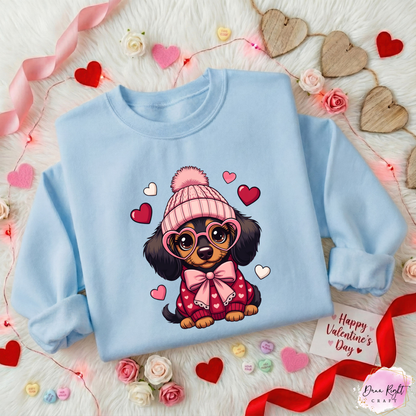 Cute Valentine Puppy Sweatshirt - Dunn Right Craft