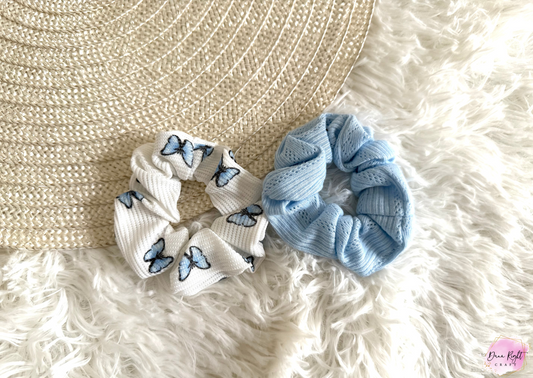 Blue Butterfly Scrunchies - Dunn Right Craft