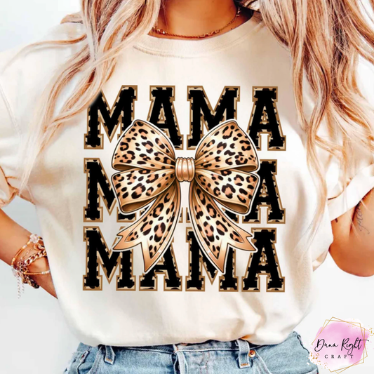 MAMA Leopard Print Bow Shirt - Dunn Right Craft