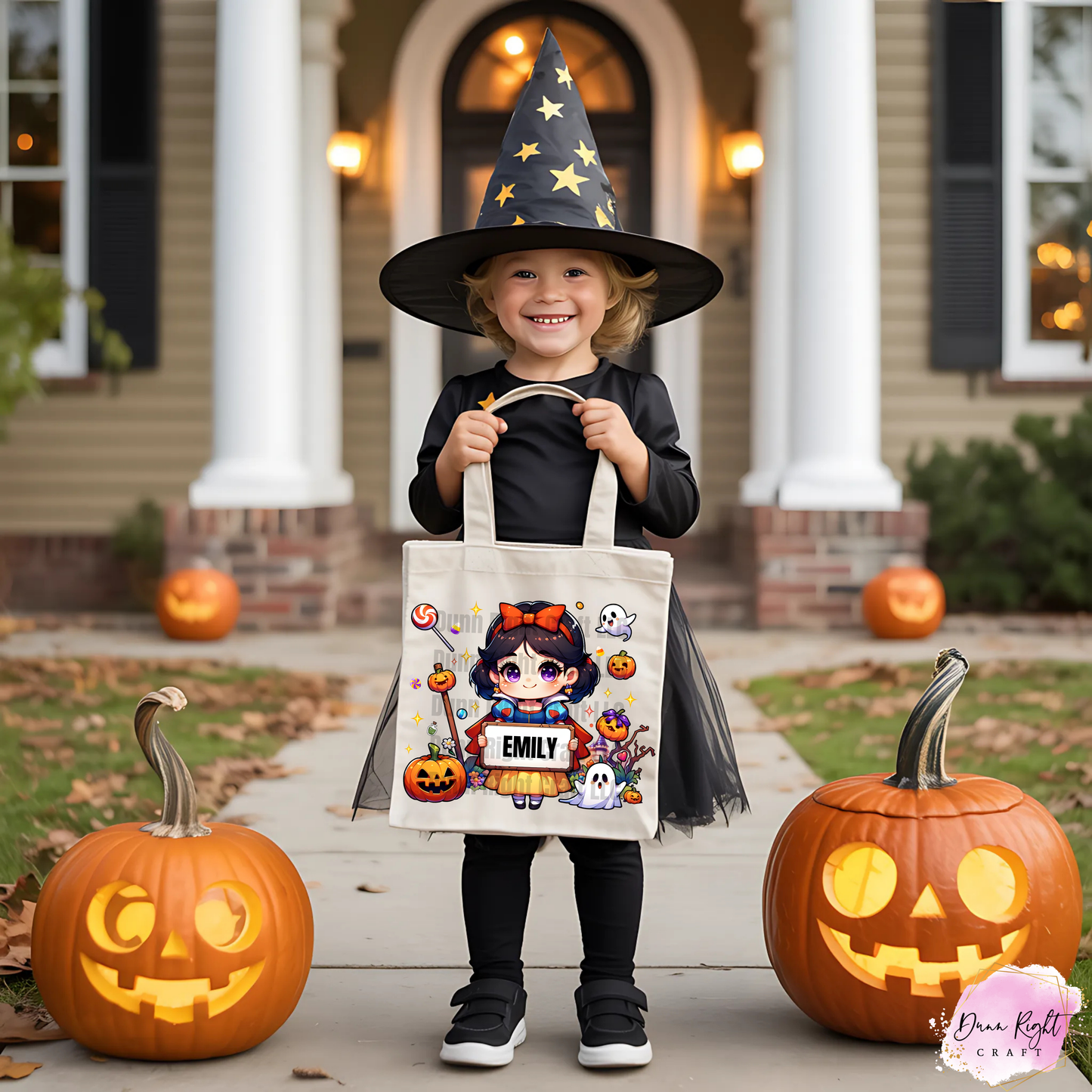 Snow White Halloween Trick or Treat Tote Bag With Name