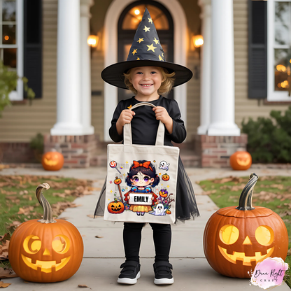 Snow White Halloween Trick or Treat Tote Bag With Name