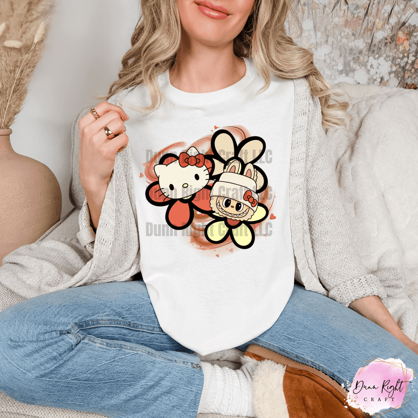 Hello Kitty & Lubabu Flower Duo Tee – Kawaii Character Mashup Shirt