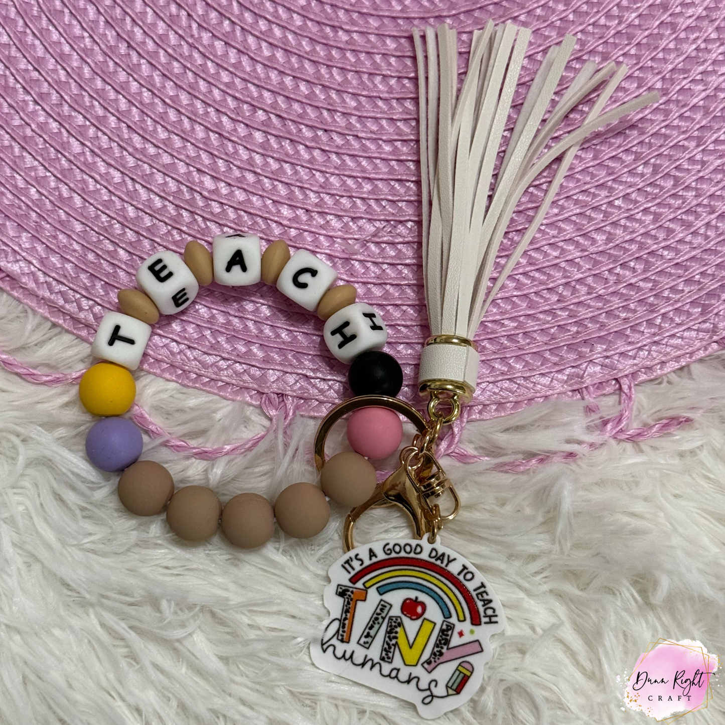 Teacher Beaded Keychain Wristlet - Dunn Right Craft