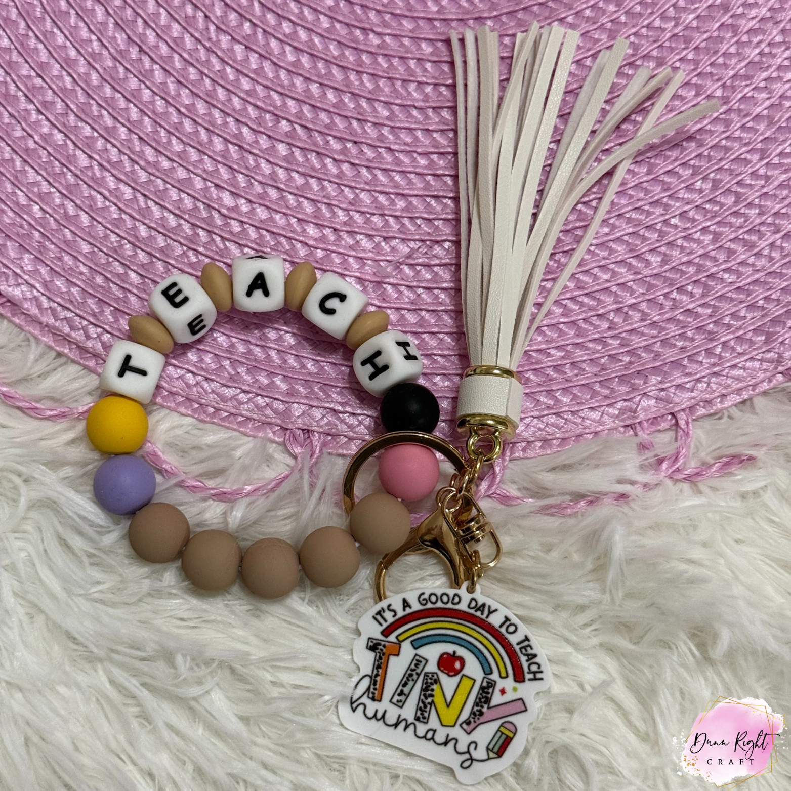 Teacher Beaded Keychain Wristlet - Dunn Right Craft