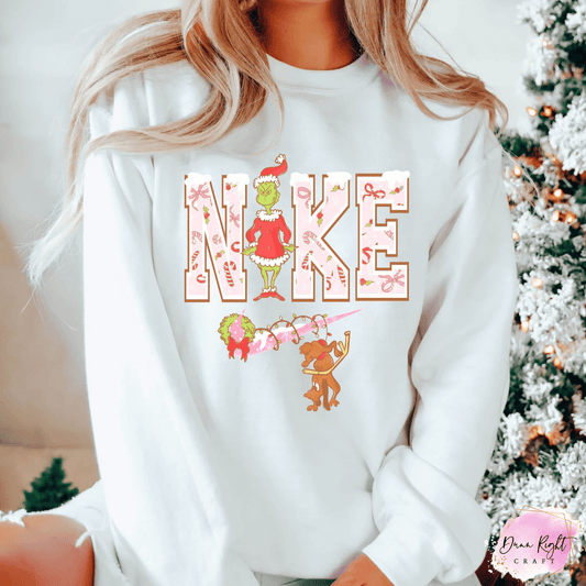 Grinch NIKE-Inspired Christmas Sweatshirt
