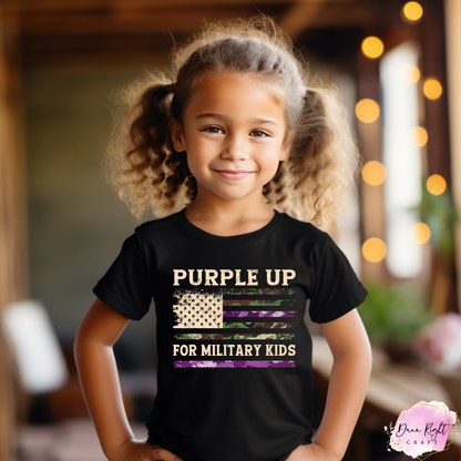 Camo Flag Purple Up For Military Kids Shirt - Dunn Right Craft