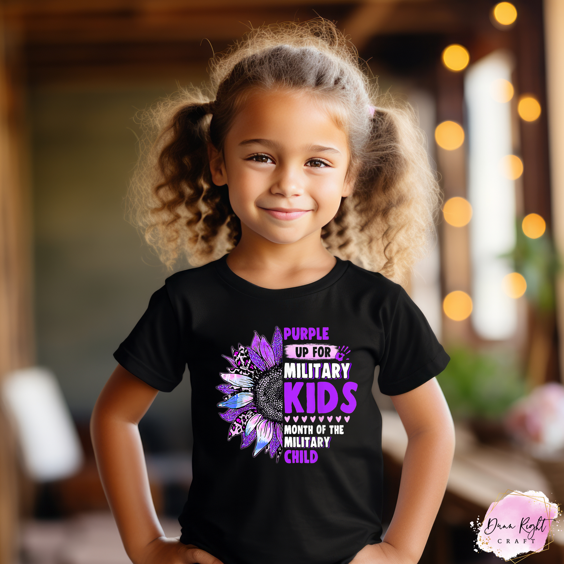 Sunflower Purple Up For Military Kids Shirt - Dunn Right Craft