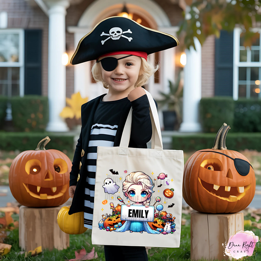 Frozen Trick or Treat Tote Bag With Name