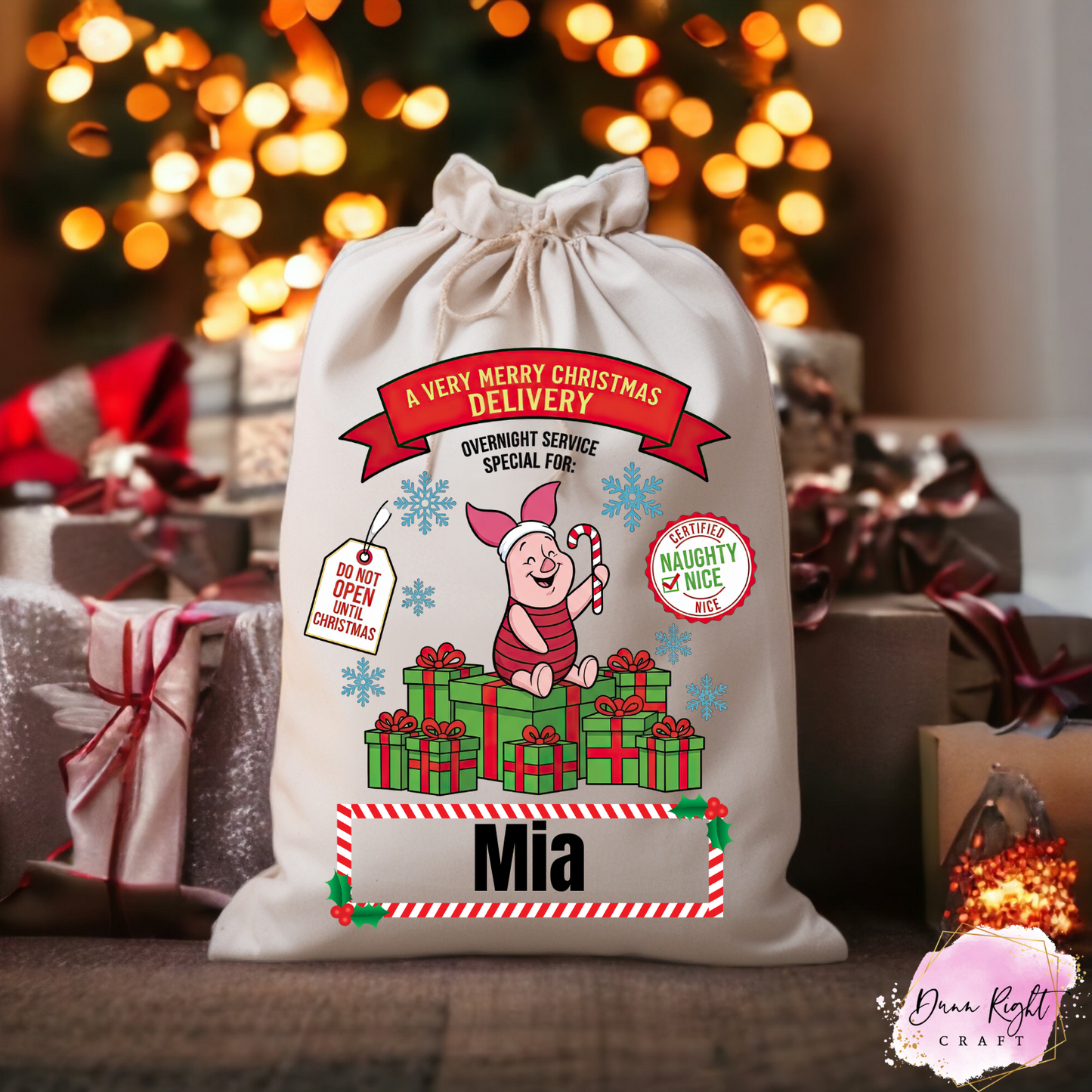 Piglet Personalized Christmas Sack