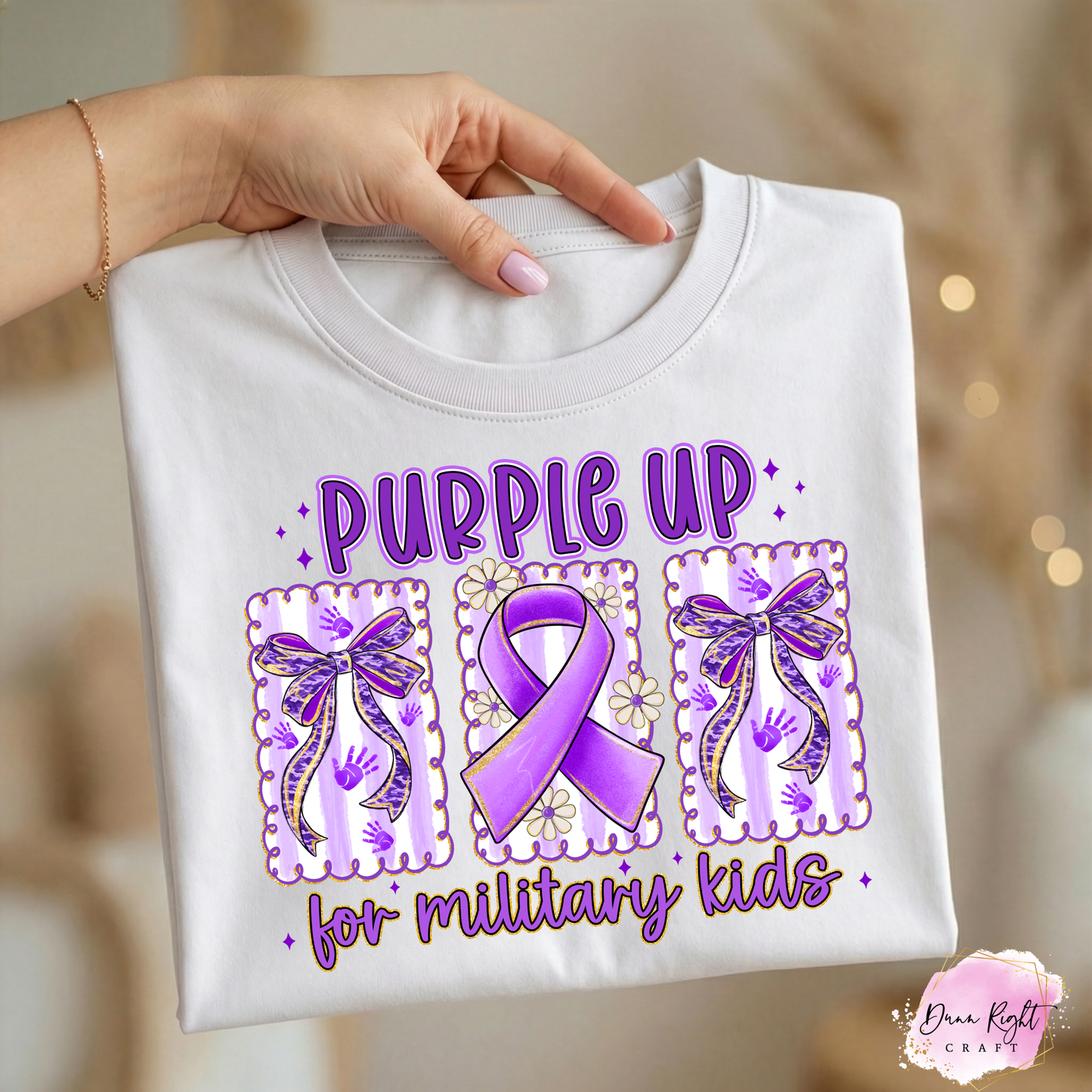 Bows Ribbon Purple Up Shirt - Dunn Right Craft