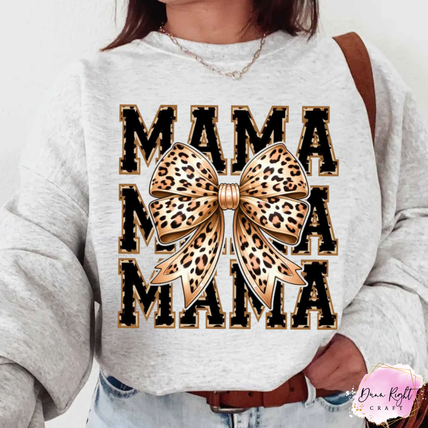 MAMA Leopard Print Bow Shirt - Dunn Right Craft