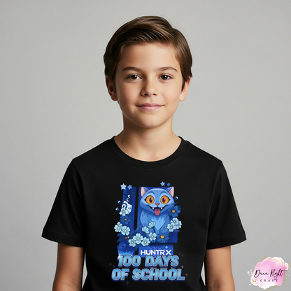 100 Days of School Blue Cat Shirt