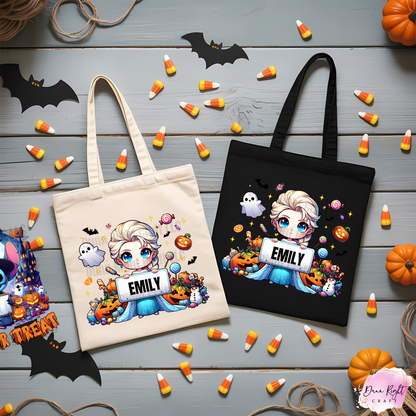 Frozen Trick or Treat Tote Bag With Name