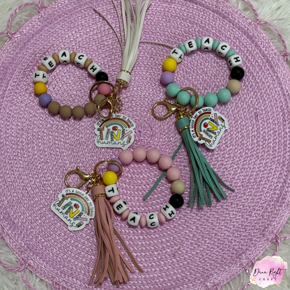 Teacher Beaded Keychain Wristlet - Dunn Right Craft
