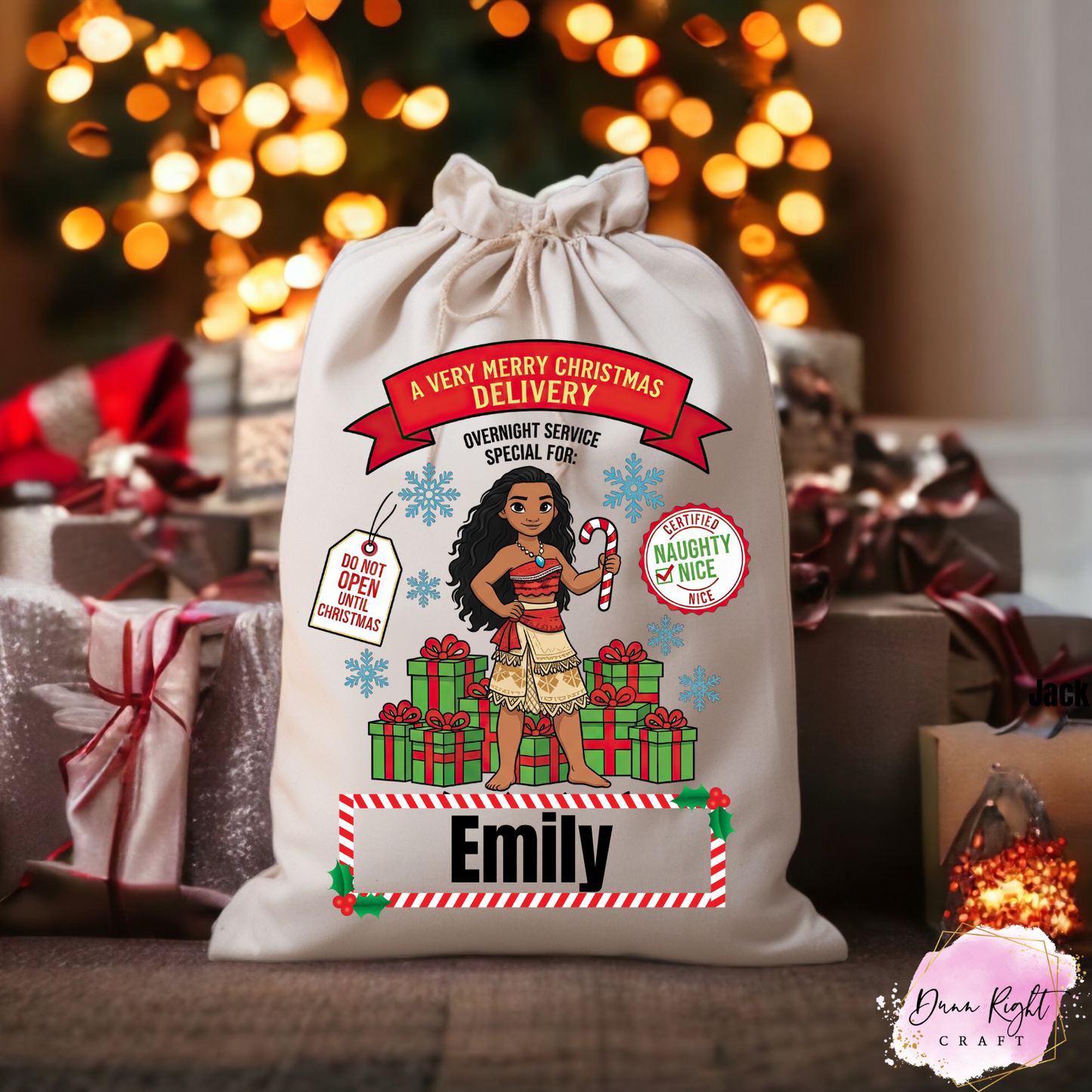Moana Princess Personalized Christmas Sack