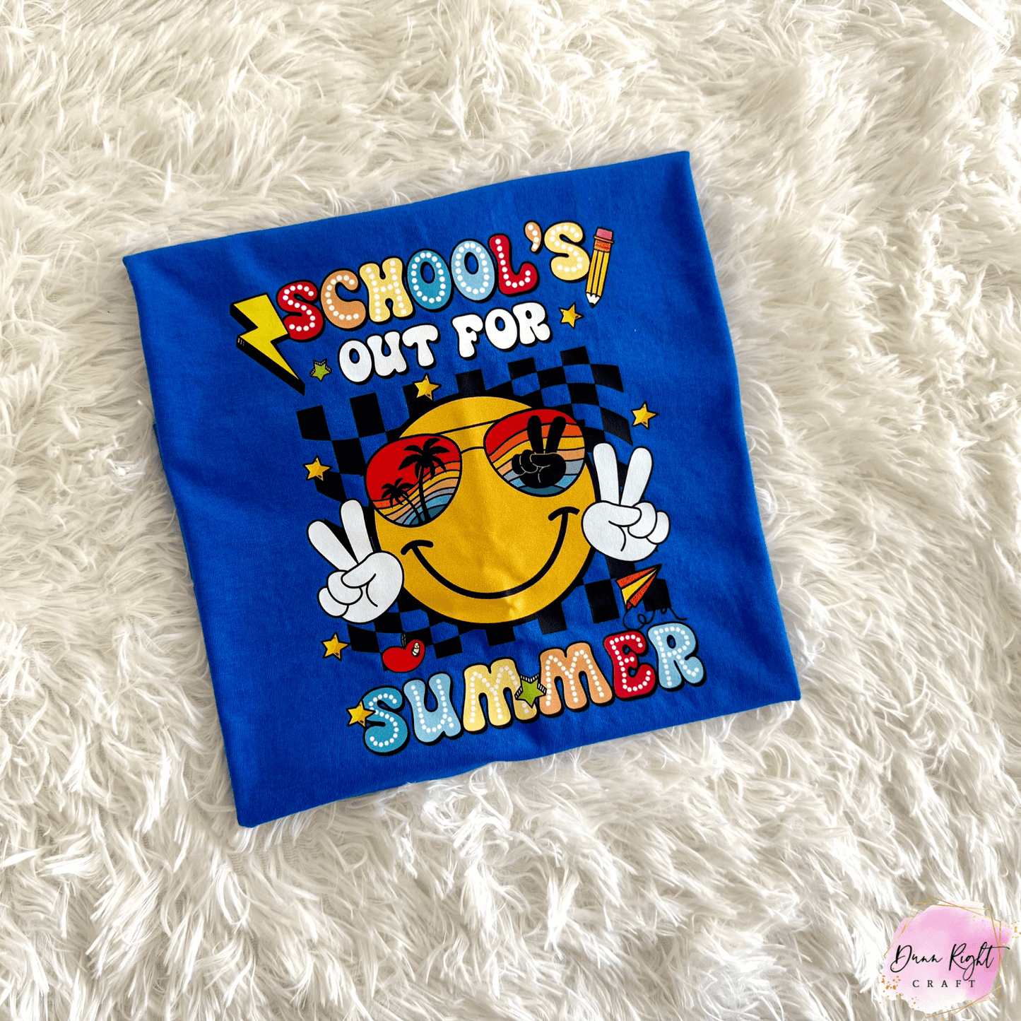 School’s Out for Summer Shirt – Colorful Smiley Sunglasses Design
